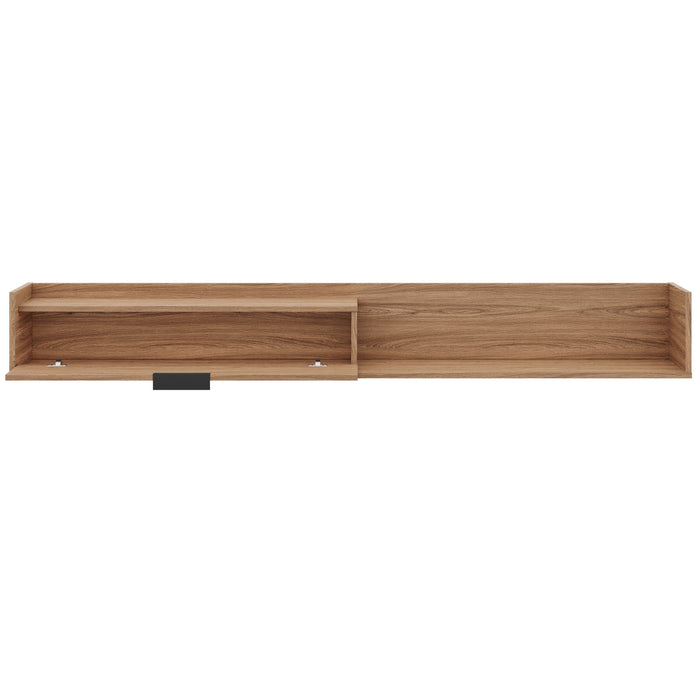 Meuble pour téléviseur mural mince Nordika de 72 po avec armoire de rangement - noyer clair