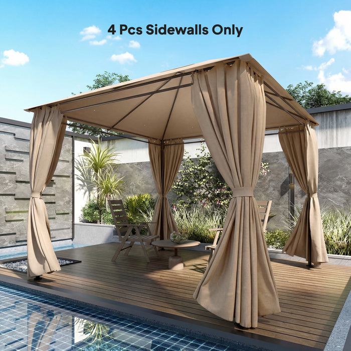 Rideaux Universels Outsunny pour Gazebo 3 x 3 m, 4 Panneaux, Kaki