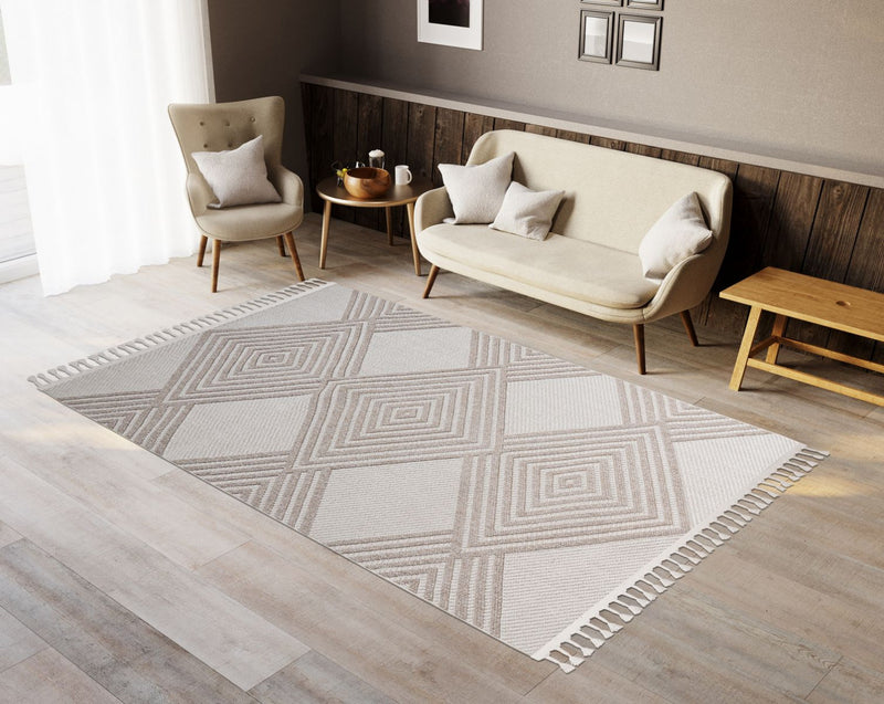 Tapis Blanc D’interieur/Exterieur Athena - 5.3 X 7.6 