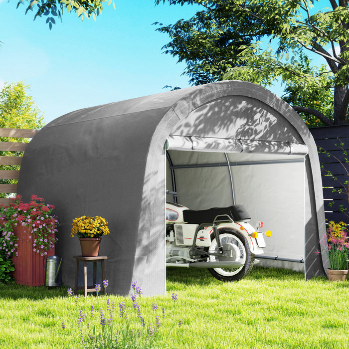 Outsunny Hangar De Stockage Exterieur 10'x10', Hangar Portable, Gris Clair