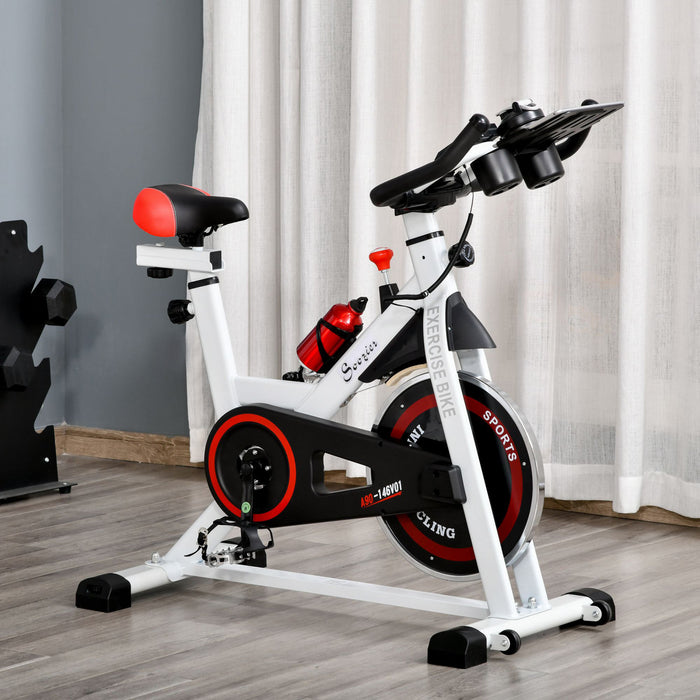 Soozier Velo D'exercice Stationnaire Reglable Pour La Maison Avec Volant D'inertie Reglable, Ecran Lcd, Telephone Et Porte-bouteille