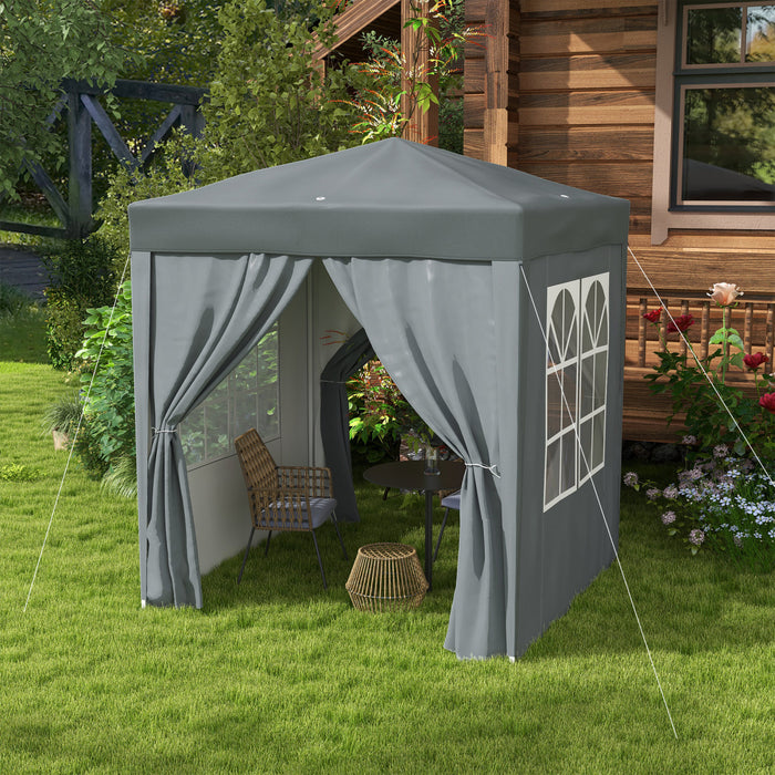 Outsunny Tente A Toit Escamotable De 6,6'x6,6' Avec Parois Laterales, Gris