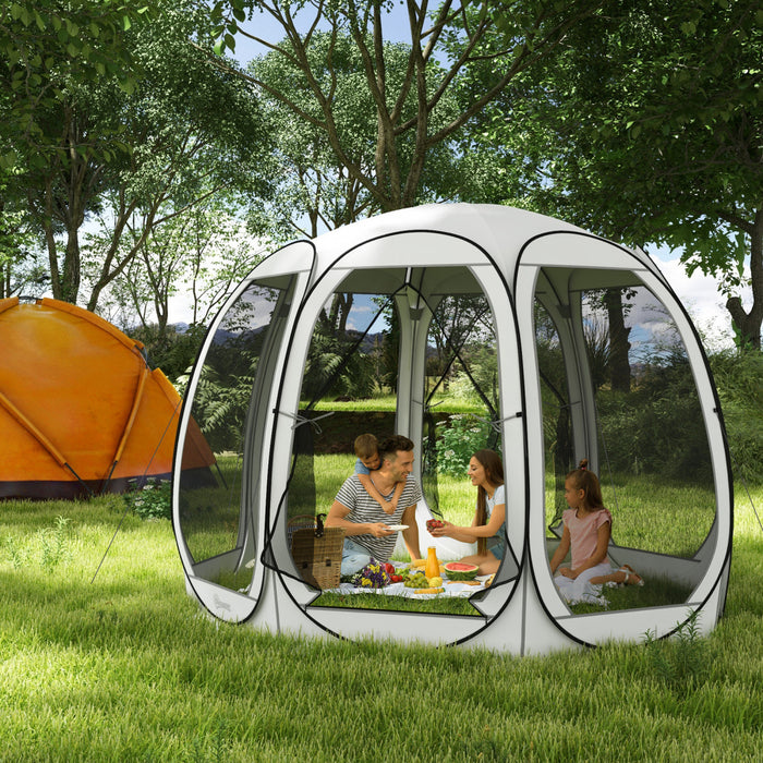 Outsunny Tente Moustiquaire , Tonnelle Escamotable Avec 2 Portes, Creme