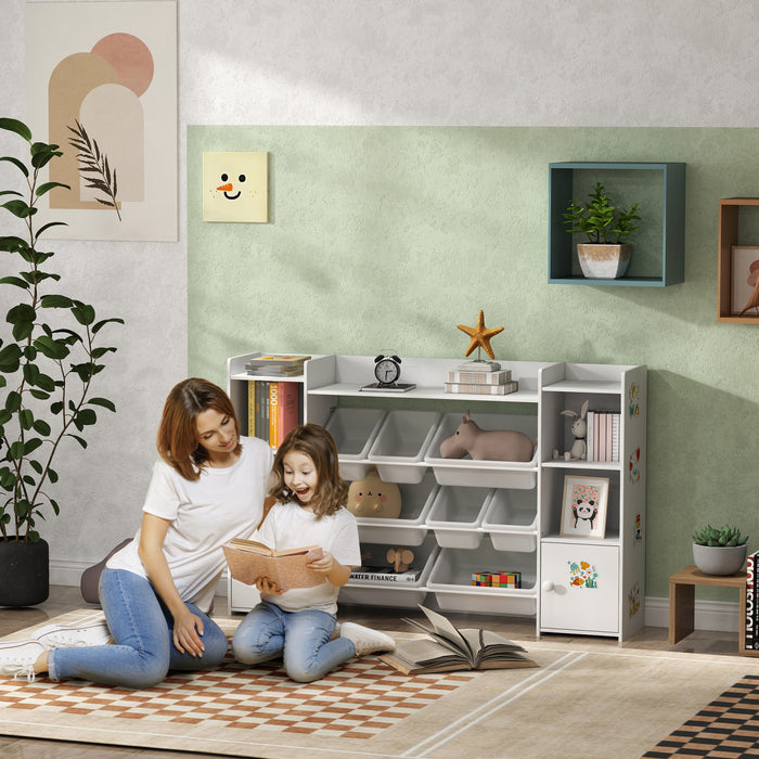 Qaba Etagere de rangement pour jouets avec 8 bacs amovibles, blanc