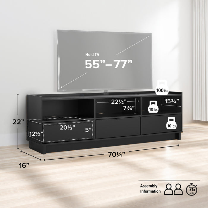 Meuble pour téléviseur Simply Modern de Prepac de 70 po - noir