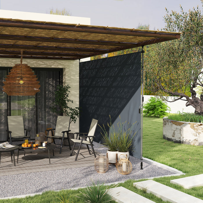Outsunny Auvent De Patio Retractable, Ecran De Confidentialite, Gris Fonce