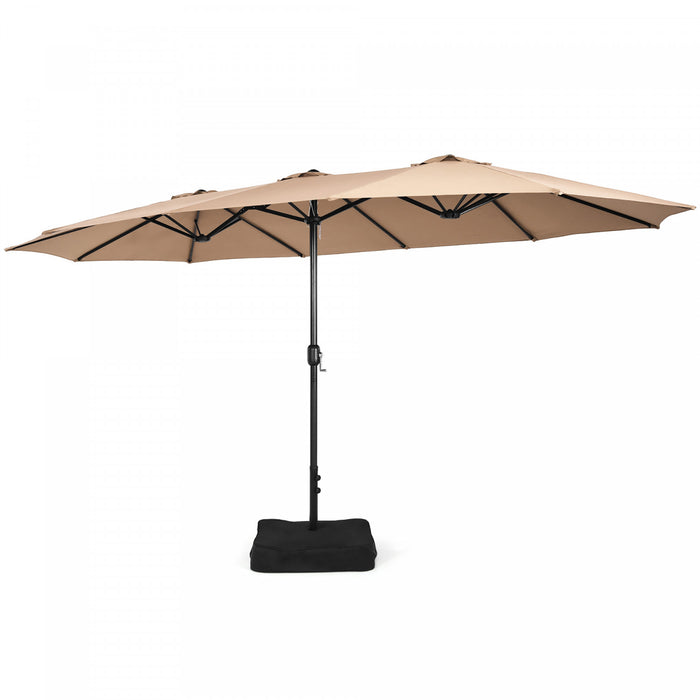 Costway Parasol double face de 15 pieds pour patio, parasol de marche exterieur, beige