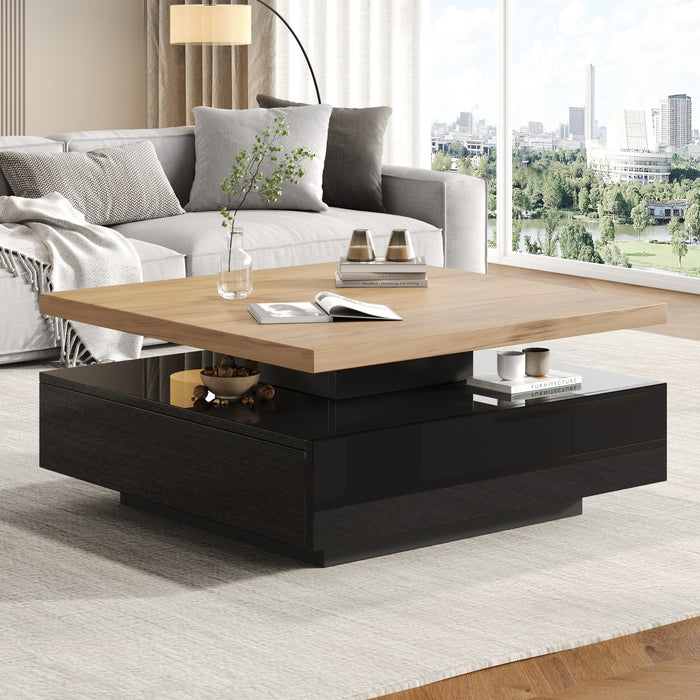 Liam table basse pivotante – table avec plateau rotatif a 360°, noir