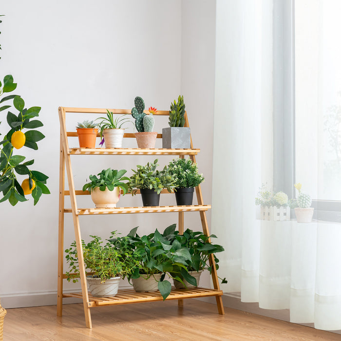 Etagere A Plantes Pliable En Bambou Costway – 3 Niveaux