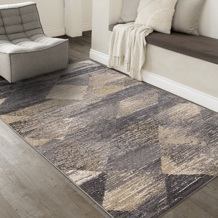 Tapis Dayton a motif de losanges vieillis, 5'3\" x 7'7\"
