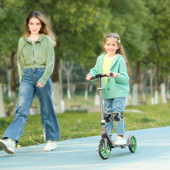 Qaba Trottinette Pour Enfants De 6 A 12 Ans, Trottinette Reglable, Vert