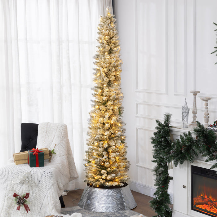 Homcom Arbre De Noel Artificiel Floque Enneige De 7 Pieds Avec Lumieres