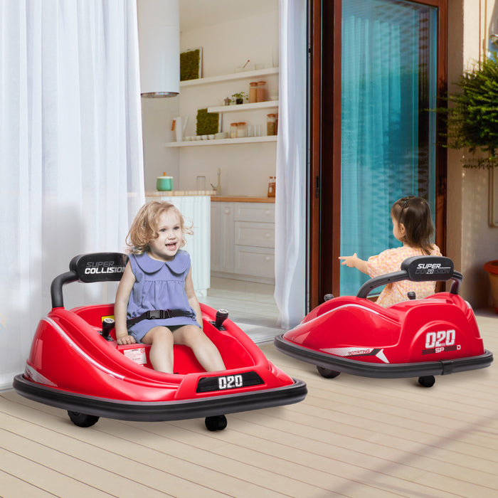 Aosom 12v Voiture Electrique Enfant, Rotation A 360 °, Jouet A Piles Avec Telecommande Parentale, Ceinture De Securite, Lumieres Led Colorees Noir Rouge