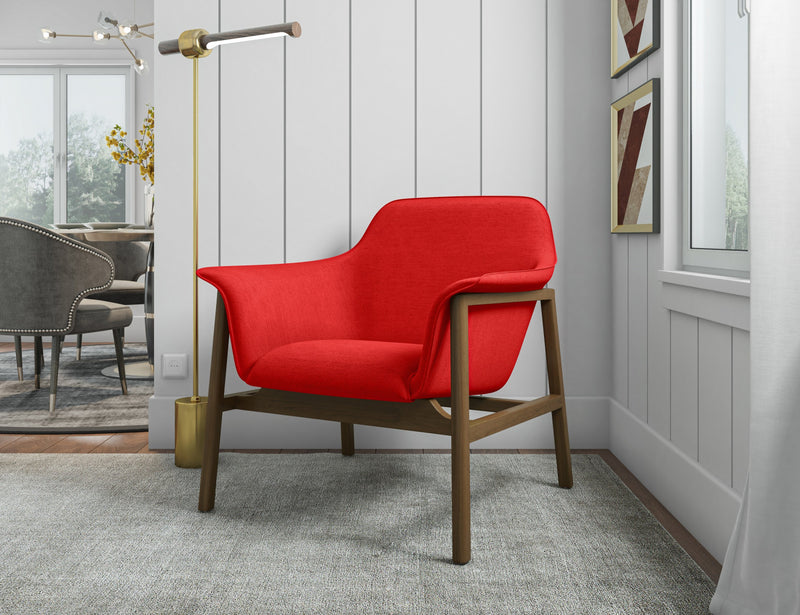 Fauteuil d’appoint Miller style milieu du siecle en tissu lin orange brule – Lot de 2