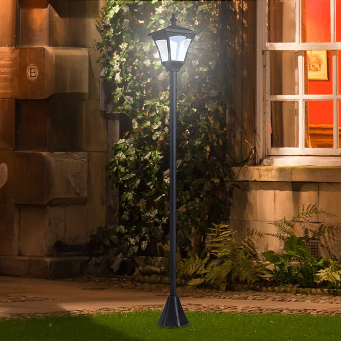 Luminaire Exterieur Solaire Lampadaire Lanterne Classique Led 10 Lm Dim. 15l X 15l X 120h Cm Noir