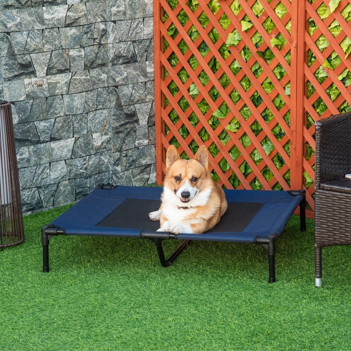Pawhut D1-0239 Lit Sureleve Pour Chien Et Chat Avec Support Central Bleu Et Noir 91,4 X 76,2 Cm