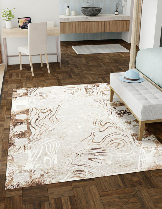 Tapis Contemporain/Moderne Echo 8'0\" x 10'0\" en Brun clair