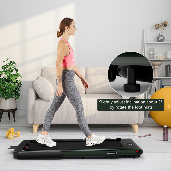 Tapis De Course Pliable 2 En 1 Superfit, Avec Haut-parleur, Telecommande Et Controle Via Application, Moteur 2,25 Hp, 2 Modes : Marche Et Course, Vitesse De 1 A 12 Km/h, Vert