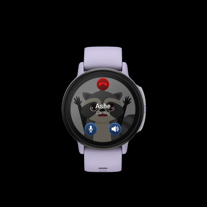 Montre intelligente pour enfants Garmin Bounce 2 Violet clair - Vetement sur, suivi sportif GPS, surveillance du sommeil, commandes vocales, themes amusants, quiz educatifs