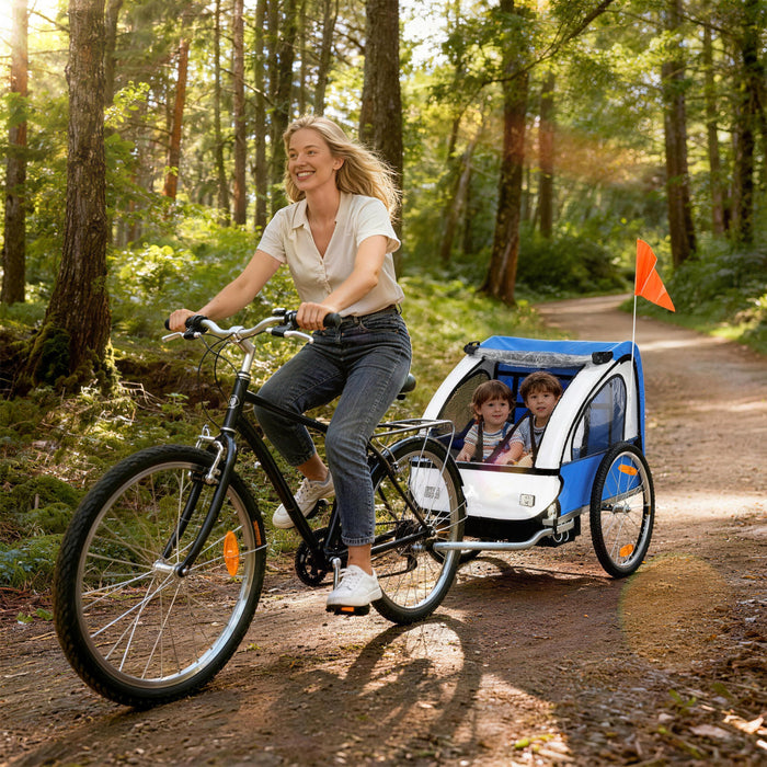Aosom Remorque de velo pour enfants 2 places, bleu