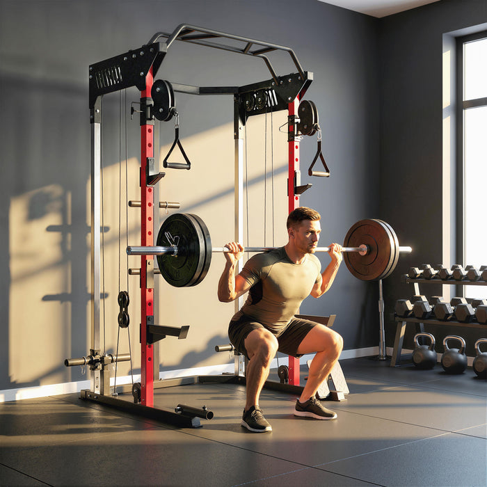Soozier Cage a Squat avec Systeme de Poulies Reglables