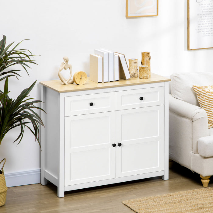 HOMCOM Buffet de rangement de cuisine avec tiroir, etagere reglable, blanc