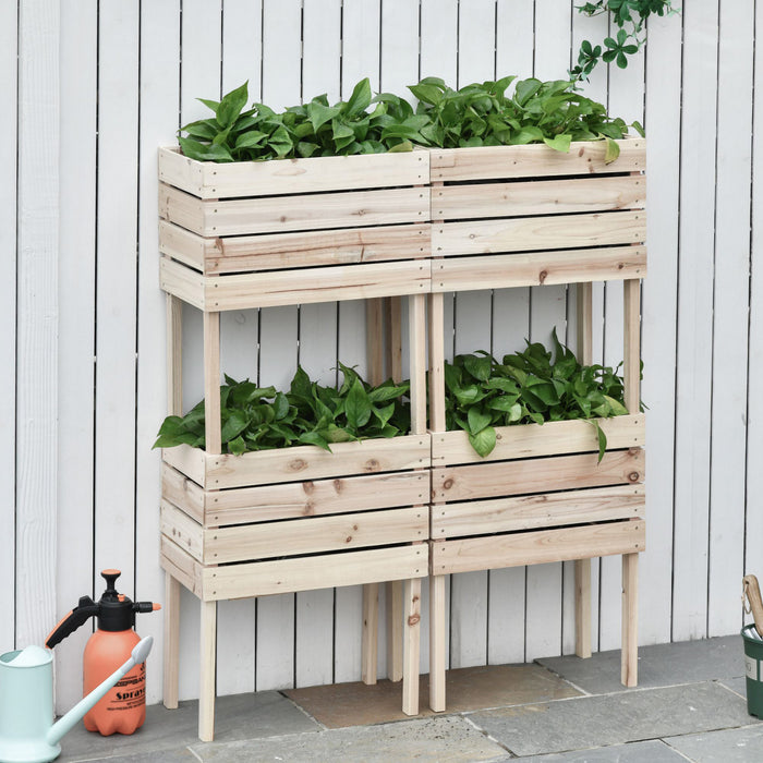 Outsunny Jardinieres Sur Pieds 4 Pieces Lot De 4 Jardinieres Surelevees Modulables Lit De Culture De Jardin Pour Fleurs Legumes Fruits Interieur Exterieur Bois Sapin Naturel