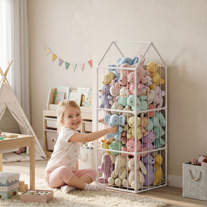 Qaba Rangement pour peluches pour chambre de bebe ou d’enfant, 47 x 47 x 132 cm