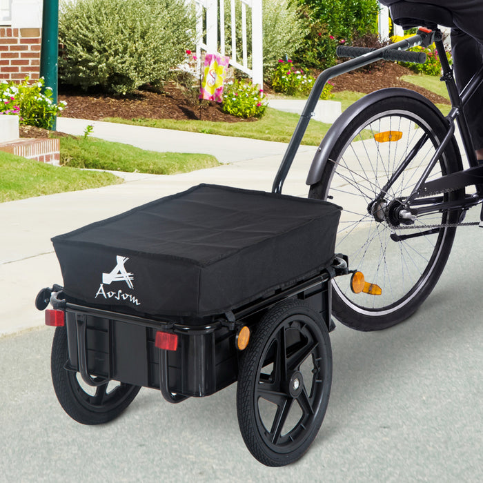 Aosom Multi-functional Bicycle Cargo Trailer Steel Large Bike Luggage Cart Carrier Black (en Anglais)