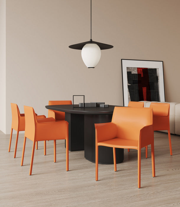 Chaise laterale moderne en cuir vegetalien Paris en corail - Lot de 2