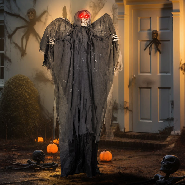 Homcom Faucheuse Ailee Animatronique Avec Yeux Lumineux, Pour Halloween