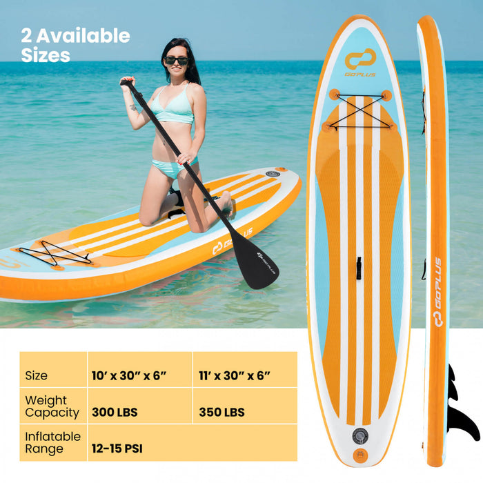 Petit Conseil Gonflable De Sup Goplus, Conseil De Pagaie Portable Avec Des Anneaux 5d Se Tiennent Sur Le Conseil De Pagaie Pour La Jeunesse Et L'adulte Orange