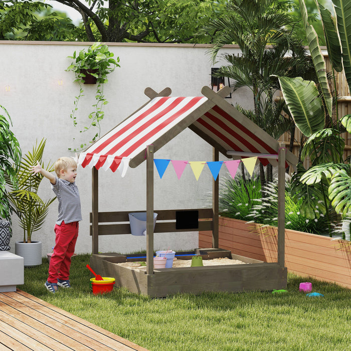 Bac a sable exterieur Outsunny avec couvercle pour enfants de 3 a 7 ans, jardin, gris