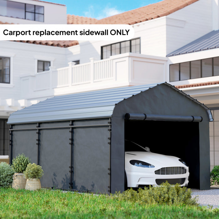 Outsunny Parois laterales de remplacement pour abri voiture 12' x 20', gris fonce