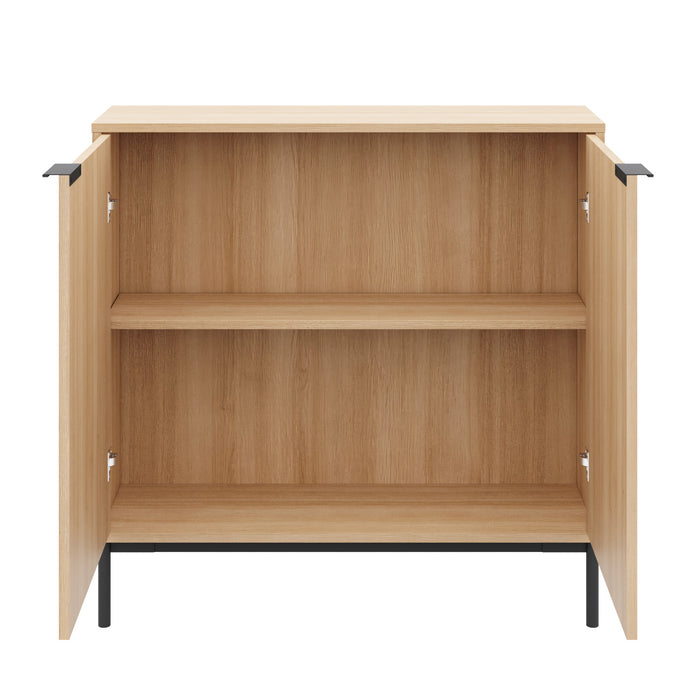 Armoire décorative de rangement mince Nordika à 2 portes - chêne blond naturel