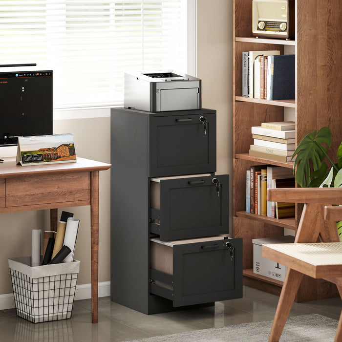 HOMCOM Classeur de bureau a 3 tiroirs, classeur vertical, noir