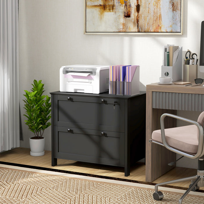 HOMCOM Classeur a 2 tiroirs avec serrure et barre de suspension reglable