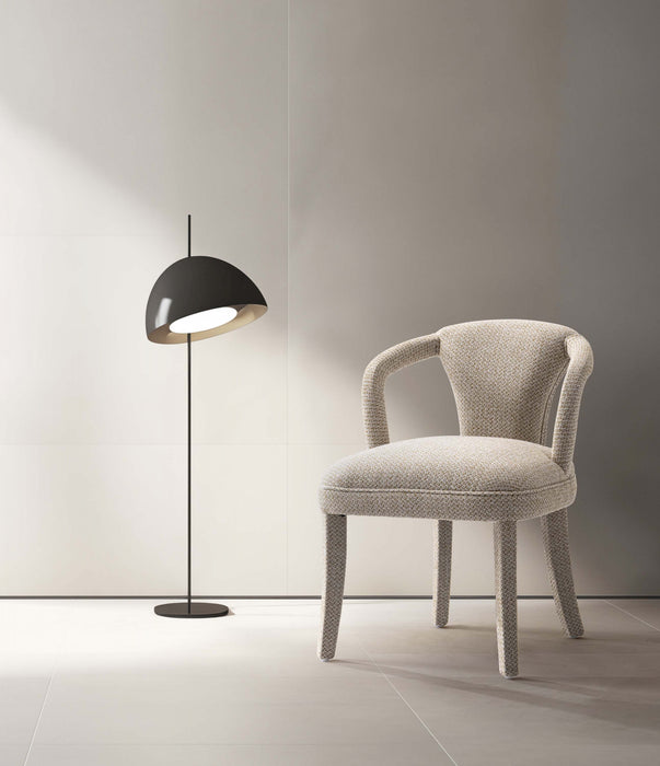 Fauteuil Palmer style milieu du siecle moderne en tweed dore