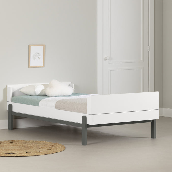 Lit simple Bebble - gris clair et blanc
