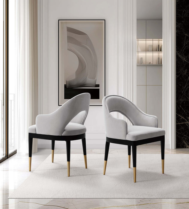 Fauteuil Carrington Moderne Glam en Velours Rembourre Gris Clair - Lot de 2