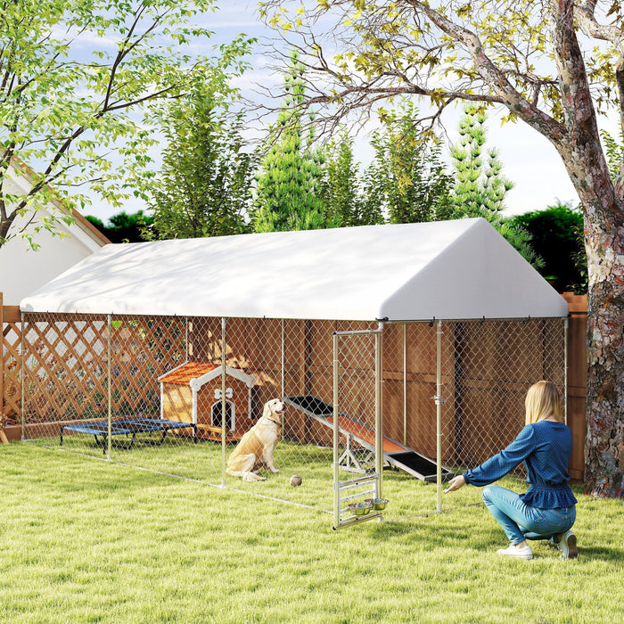 Dog Run W/ Adjustable & Rotatable Bowls 19.7' X 7.5' X 7.5'