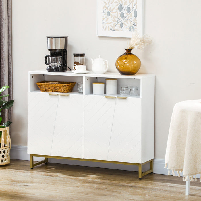 HOMCOM Buffet Cabinet Kitchen Sideboard etageres reglables, base en metal