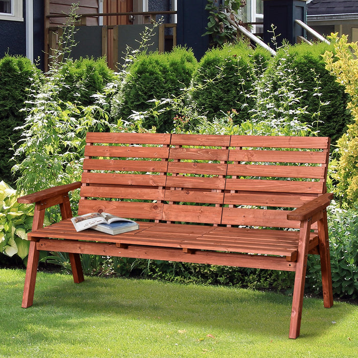 Banc D'exterieur 3 Places Outsunny Avec Table Milieu Convertible Orange