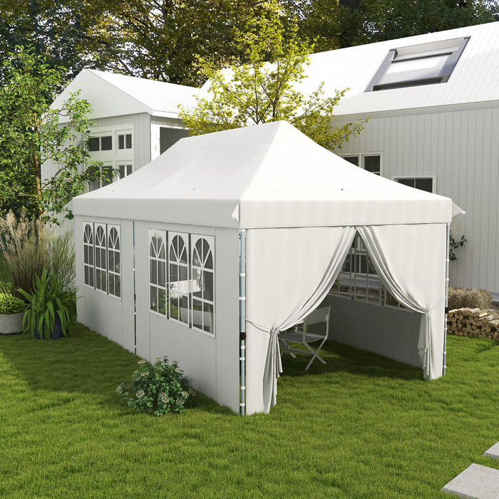 Outsunny 20x10 Paroi Laterale, Sac De Transport, Blanc
