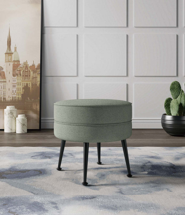 Pouf d’appoint capitonne Bailey style milieu du siecle en vert sauge