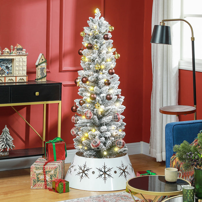 Homcom Arbre De Noel Artificiel Floque Enneige De 5 Pieds Avec Lumieres
