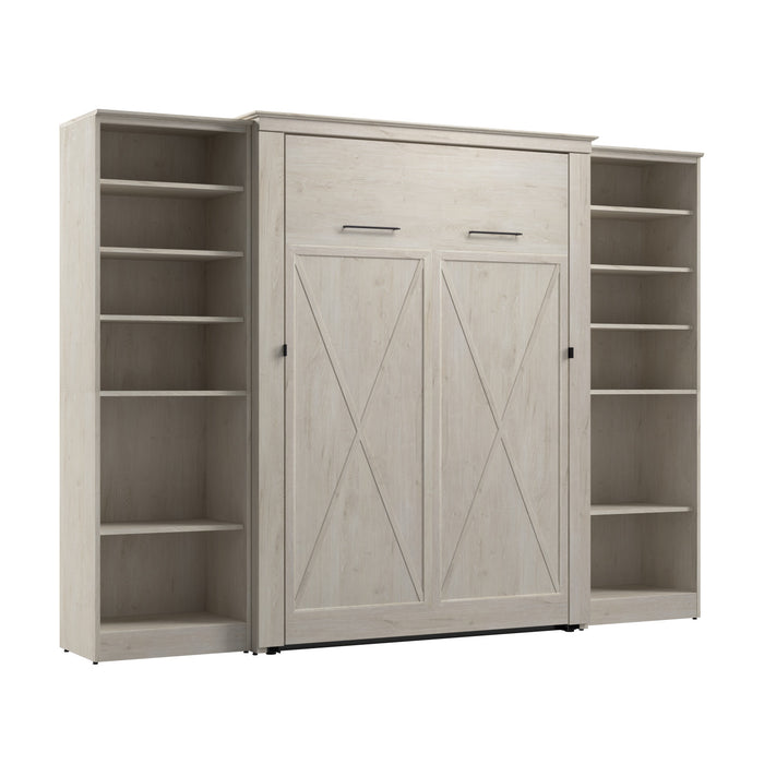 Lit double escamotable Key West de Bestar de 113 po (L) avec organisateurs de garde-robe - blanc chêne lin