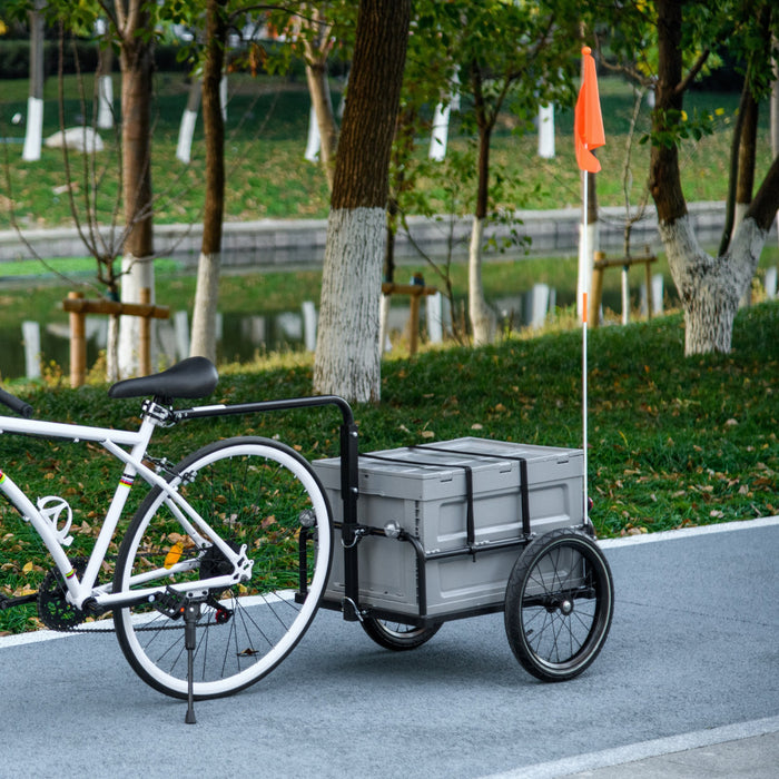 Aosom Bicyclette Cargo Remorque Velo Wagon Avec Boite De Rangement Amovible