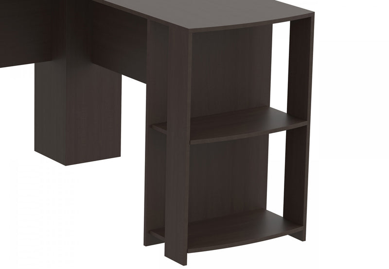Bureau d’ordinateur de 55 po avec rangement et 2 tablettes - cappuccino