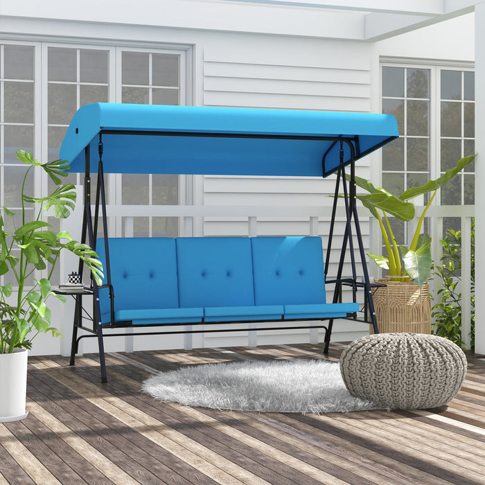 Outsunny Chaise D'oscillation De Patio A 3 Places Avec Auvent Reglable